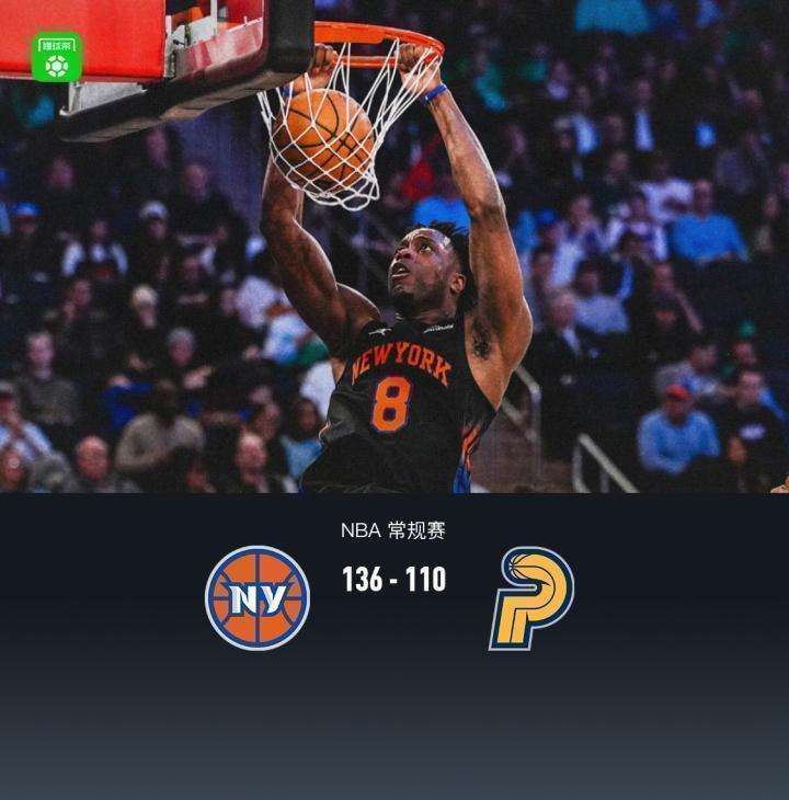  尼克斯强势碾压步行者，哈特爆发创赛季新高，唐斯稳定输出。 体育新闻 尼克斯强势碾压步行者，哈特爆发创赛季新高，唐斯稳定输出。 体育新闻